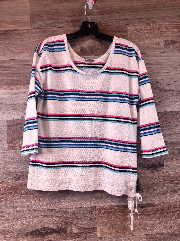 women's tops for those who want to make a fashion statementStriped Pattern Top Short Sleeve Basic Talbots, Size Petite L