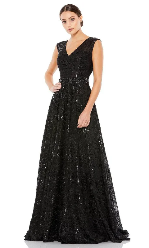 Lace DressMac Duggal 12413 - Floral Sequin Sleeveless Evening Gown