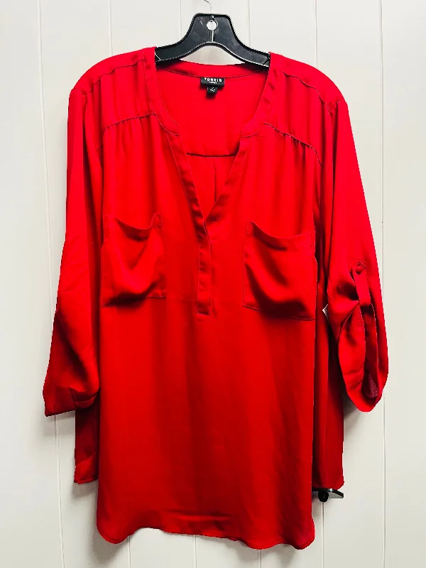 women's tops with unique designsTop Long Sleeve By Torrid In Red, Size: 2x