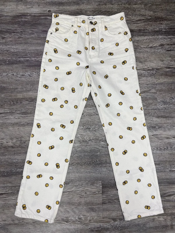 women's denim jeans for a chic appearanceWhite & Yellow Jeans Straight Reformation, Size 2