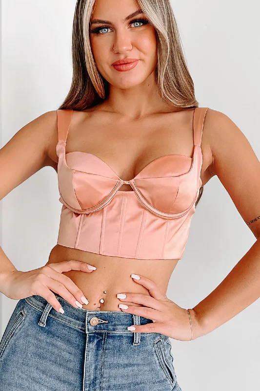 women's tops for those who seek both style and comfortRefresh Your Memory Satin Bustier Crop Top (Mauve)