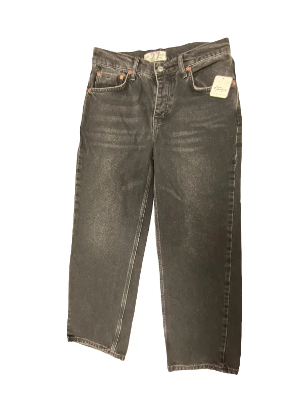 women's denim jeans with button-fly closureBlack Denim Jeans Straight We The Free, Size 4