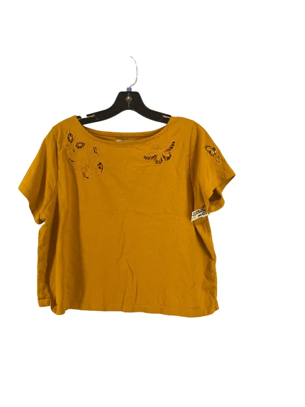 breathable women's tops for summerYellow Top Short Sleeve Madewell, Size M