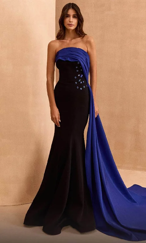 women's handmade dressesMNM Couture V07378 - Two-Toned Mermaid Evening Gown