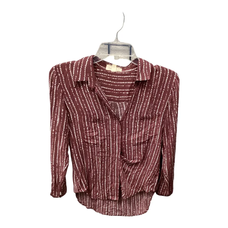 women's tops with sheer overlaysTop Long Sleeve By Cloth & Stone In Purple & White, Size: Xs