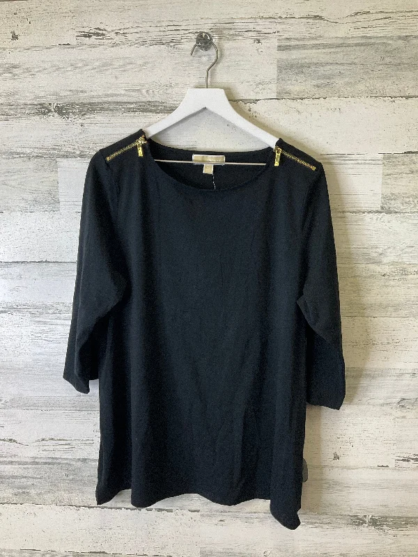 women's tops with ruffled hemsTop Long Sleeve By Michael By Michael Kors In Black, Size: 2x