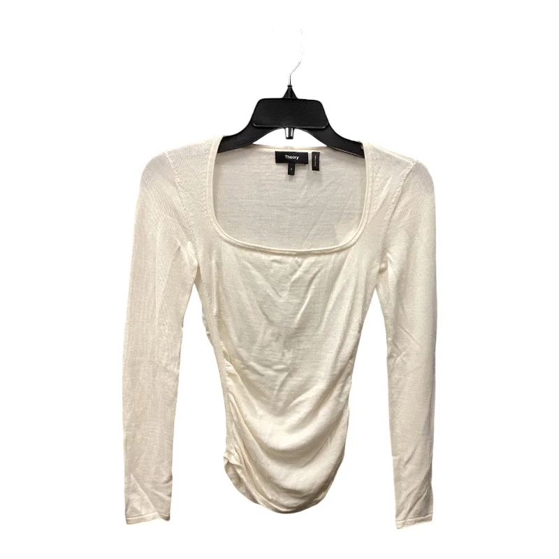 women's tops for glamorous eveningsTop Long Sleeve Designer By Theory In Cream, Size: Petite