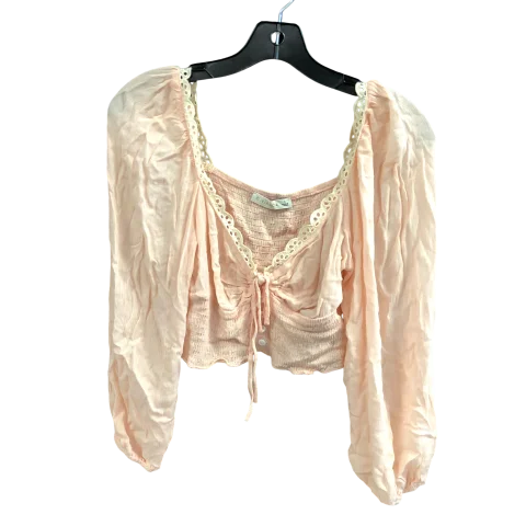 women's tops with ruffled hemsTop Long Sleeve By O. VIANCA In Pink, Size: S