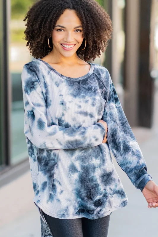 women's tops for picnics in the parkEasy Like Sunday Black Tie Dye Tunic