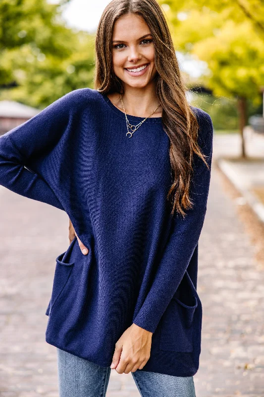 women's tops for those who love to dress up their casual looks with stylish topsLoving My Life Navy Blue Pocket Tunic