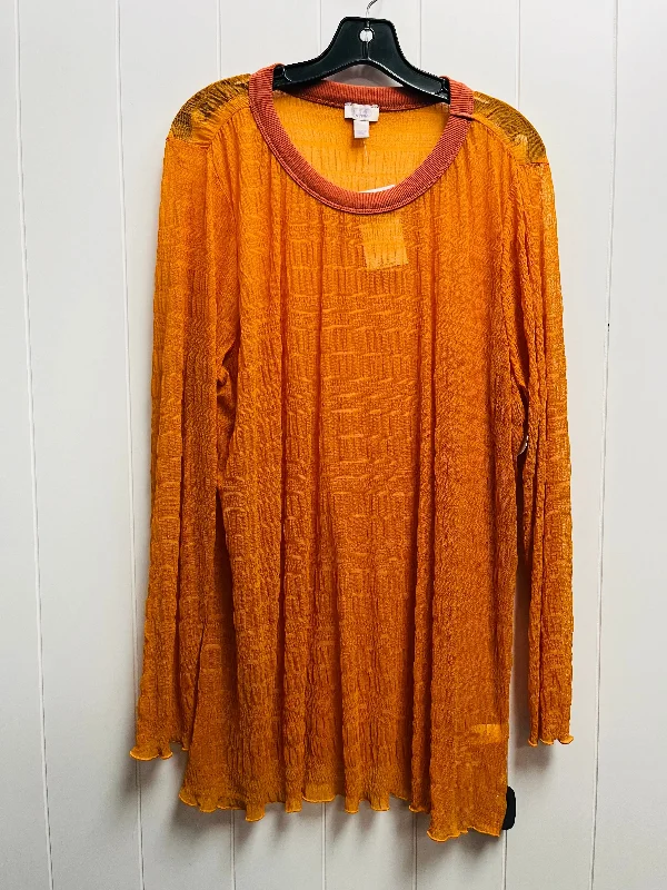 women's tops with beading accentsTop Long Sleeve By Logo In Orange, Size: Xl