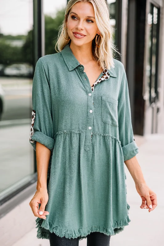 women's tops for those who want to make a bold fashion statement with their choice of topsHave Your Attention Lagoon Green Tunic