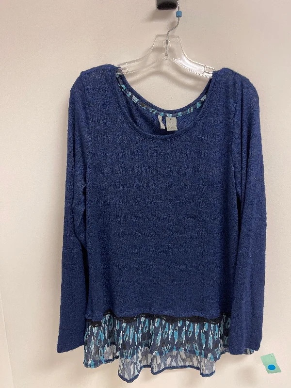 women's tops for relaxed weekendsTop Long Sleeve By New Directions In Navy, Size: L