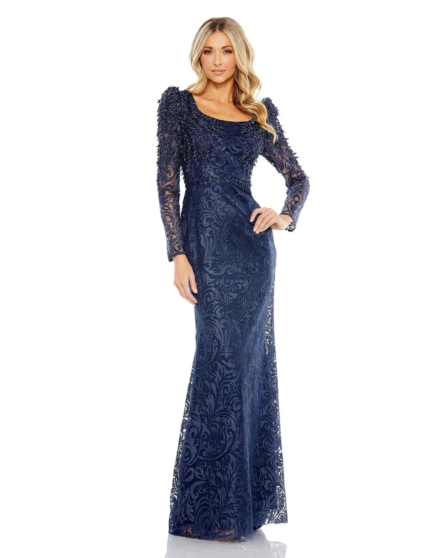 women's chiffon dressesMac Duggal 11187 - Bateau Embroidered Evening Gown