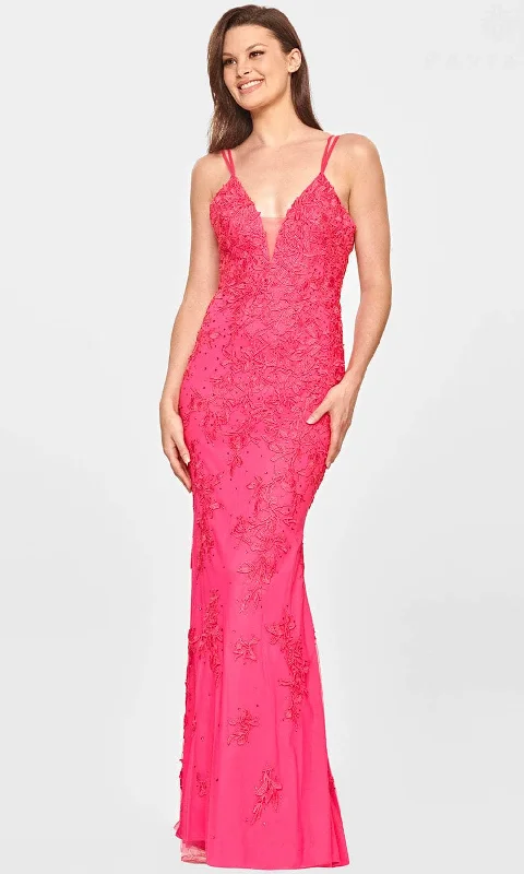 Trumpet DressFaviana S10813 - Laced V-Neck Evening Dress