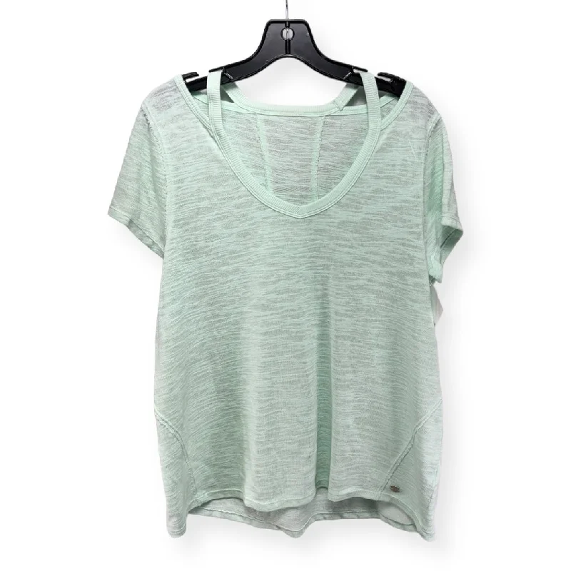 women's tops for those who want to show off their figure in a flattering wayGreen Top Short Sleeve Calvin Klein, Size Xl