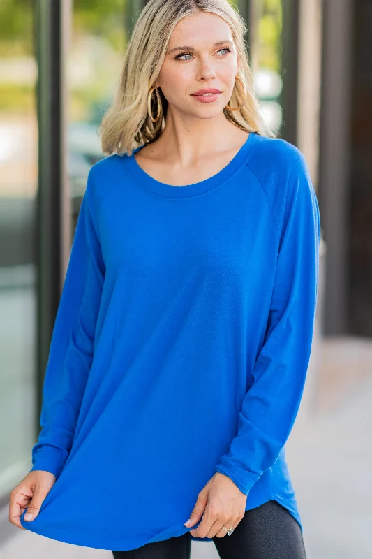 women's tops for those who want to create stylish and put-together outfits without spending a fortuneEasy Like Sunday Cobalt Blue Tunic