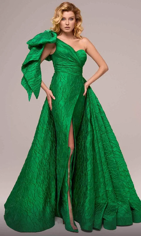 Tea-Length DressMNM Couture F02881A - Bow Draped Evening Gown