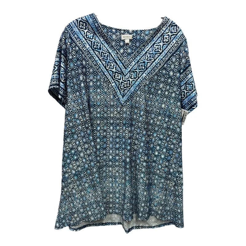 women's tops for those who want to stay updated with the latest fashion trendsBlue Top Short Sleeve By Avenue, Size: 1x