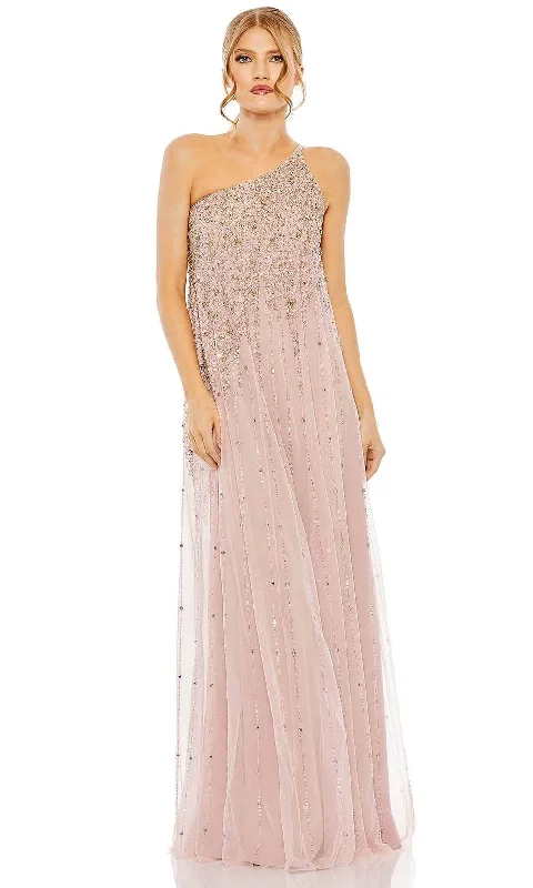 women's midi dressesMac Duggal 9224 - One-Sleeve Beaded Ornate Evening Gown