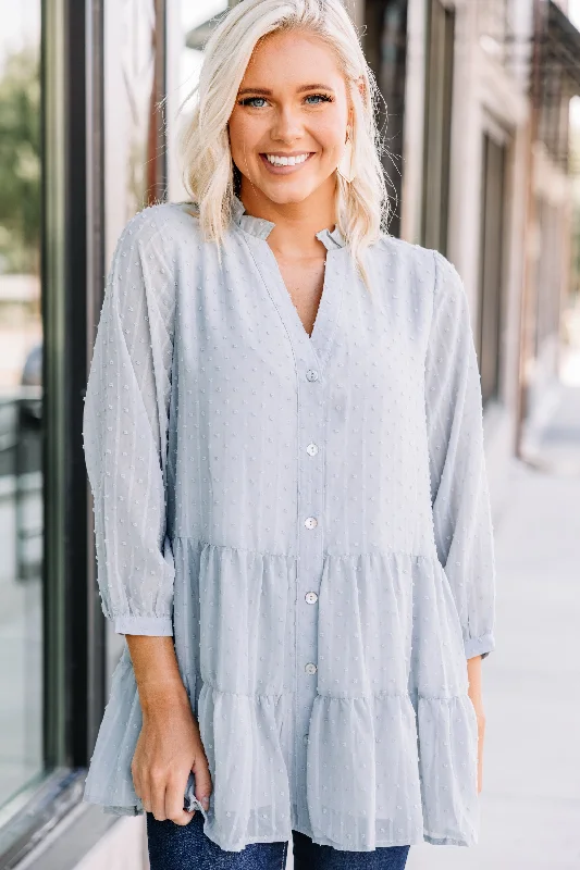 women's tops for boho-chic stylesIt's Your Way Seafoam Green Swiss Dot Tunic