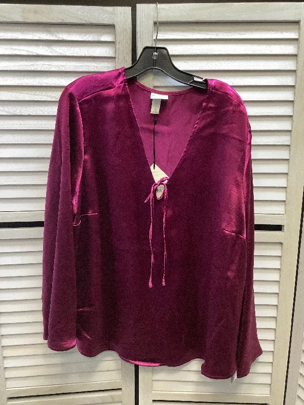 women's tops for those who want to make a bold fashion statement with their choice of topsTop Long Sleeve By Ava & Viv In Purple, Size: 1x