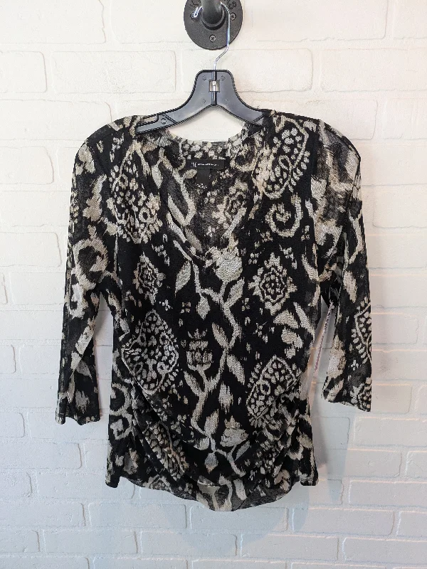 women's tops for those who want to show off their figure in a flattering wayTop Long Sleeve By Inc In Black & Cream, Size: Xl