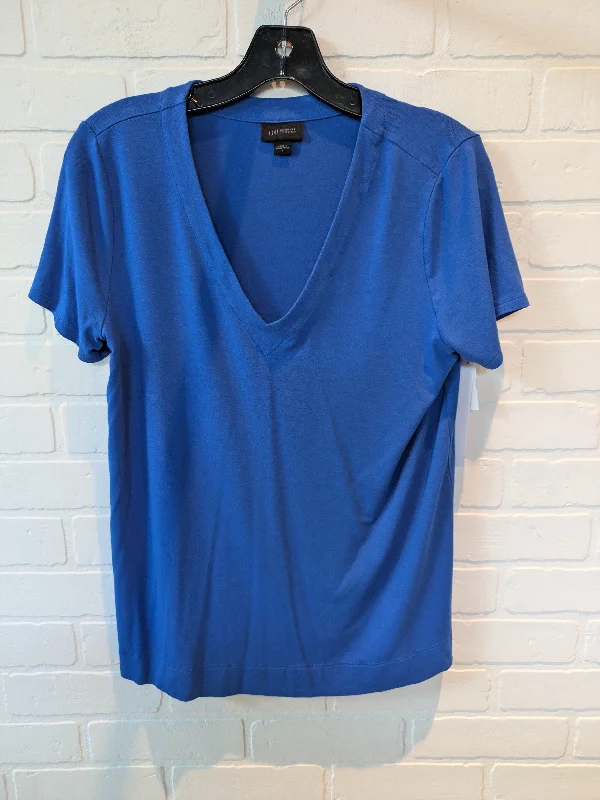 women's tops with sheer overlaysBlue Top Short Sleeve Basic J. Jill, Size S