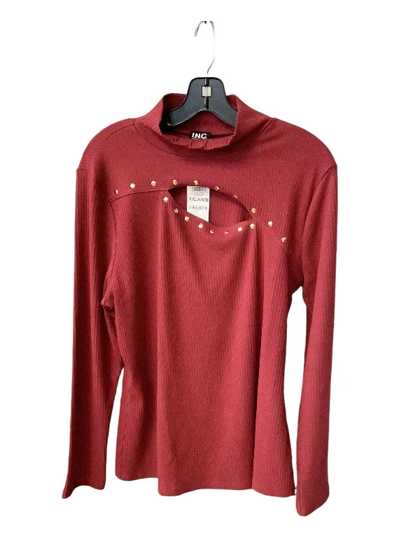 striped women's topsTop Long Sleeve By Inc In Red, Size: 1x