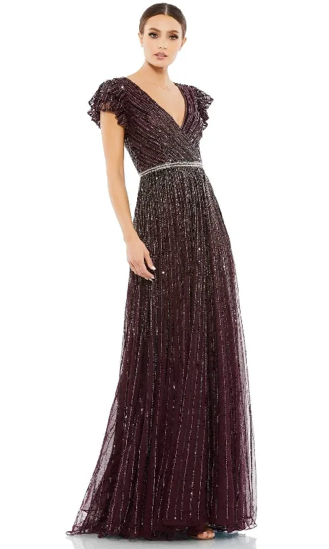 women's party dressesMac Duggal 5502 - V-Neck Flutter Sleeve Evening Dress