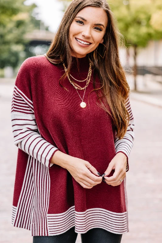 women's tops for those who want to wear pieces that are both comfortable and stylishAll In Burgundy Red Striped Tunic