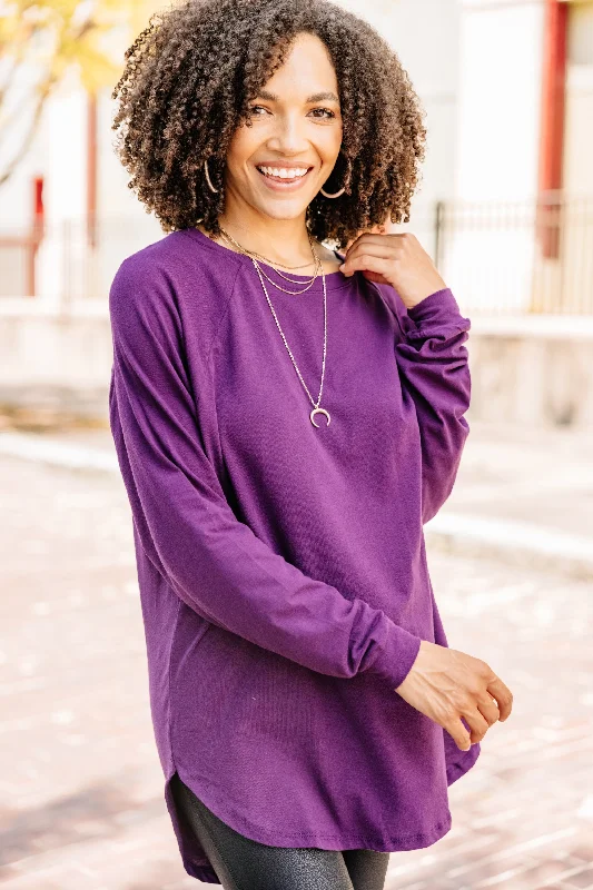 women's tops for mixing and matching with different bottomsEasy Like Sunday Eggplant Purple Tunic