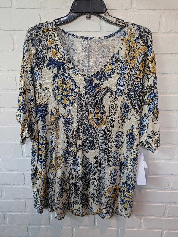 women's tops for fashion-conscious professionalsBlue & Cream Top Short Sleeve Maurices, Size M