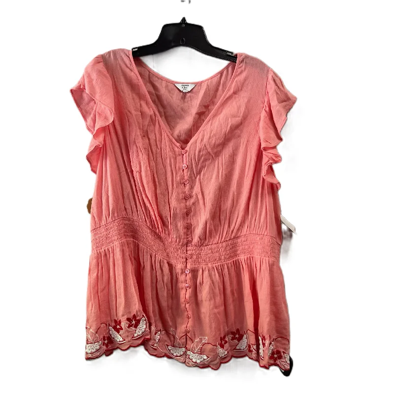 women's tops for relaxed weekendsPeach Top Short Sleeve By Crown And Ivy, Size: 3x