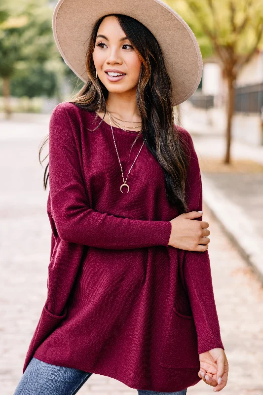 women's tops for those who love to mix and match prints and patternsLoving My Life Wine Red Pocket Tunic