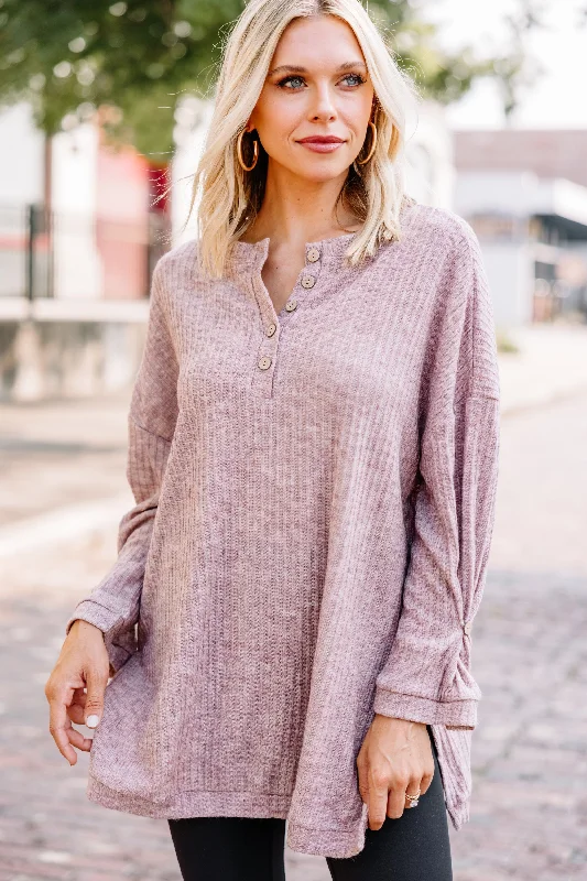 off-the-shoulder women's topsOn Your Good Side Mauve Pink Ribbed Tunic