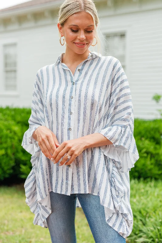 women's tops with unique designsLooking For You Blue Striped Tunic