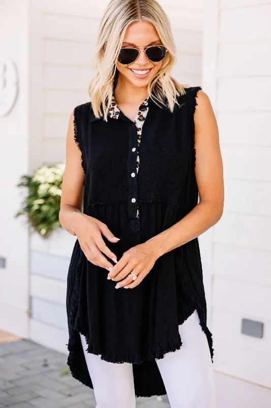 women's tops for those who want to create stylish and put-together outfits without spending a fortuneHave Your Attention Black Sleeveless Tunic