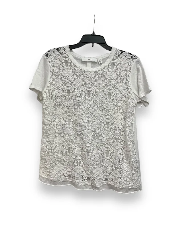 women's tops for mixing and matching with different bottomsWhite Top Short Sleeve Wilt, Size S