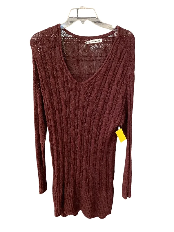 women's tops with unique designsTunic Long Sleeve By Maurices In Maroon, Size: 22