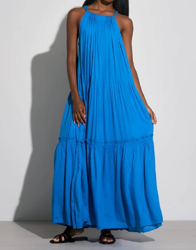 women's unique dressesMaxi Tiered Dress In Blue