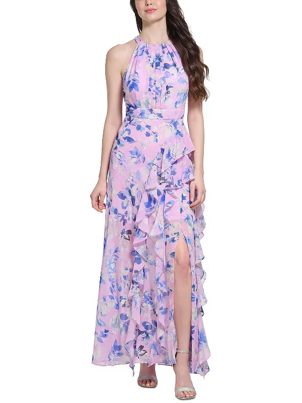 Vintage DressWomens Chiffon Floral Maxi Dress