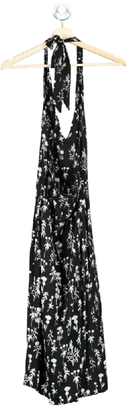 Zipper DressTrendyol Black Floral Halter Maxi Dress UK 4