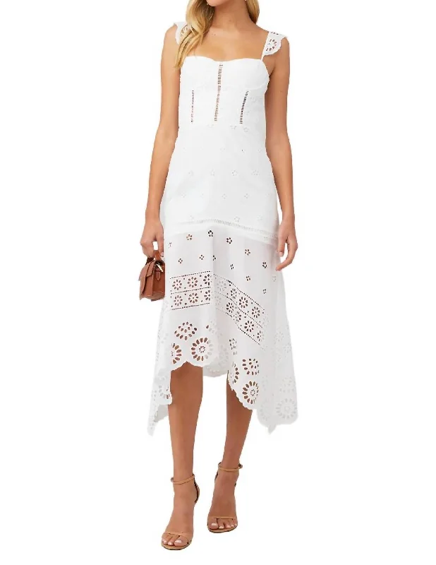 women's casual Friday dressesIrma Eyelet Maxi Dress In White