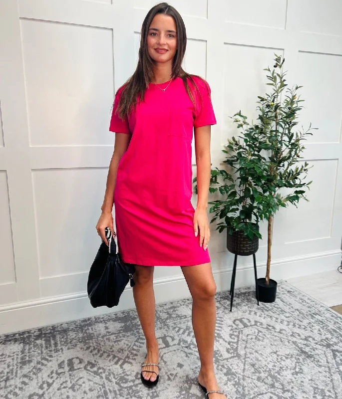 Velveteen DressPink Single Pocket Mini T Shirt Dress