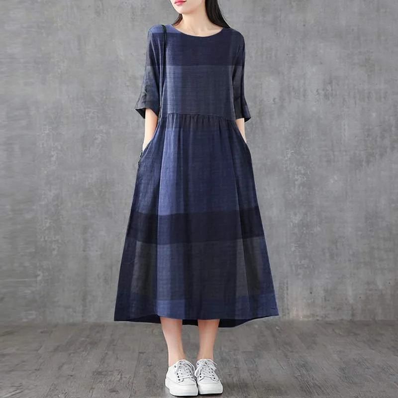 women's tall dressesLina Vintage Plaid Midi Dress