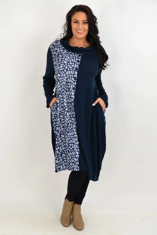 women's coats with zippersNavy Warm Winter Tunic Dress