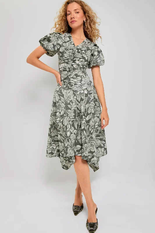 women's affordable dressesGreen Multi Midi Dress