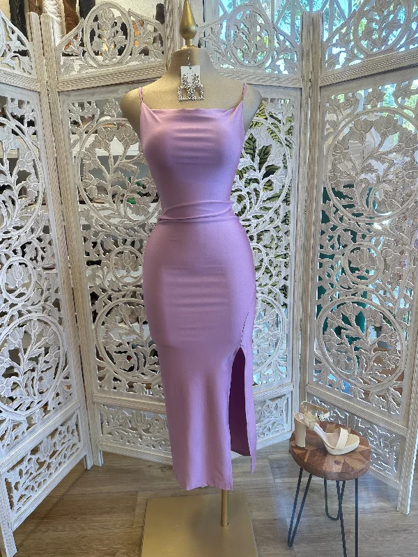 Scoop-Neck DressLavender Cowl Midi Dress