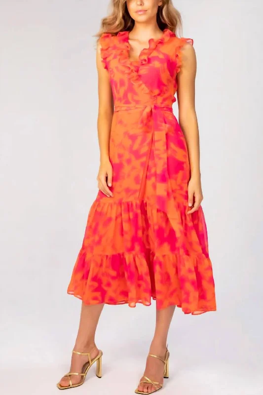 women's sleeveless dressesGiselle Maxi Dress In Pink/orange